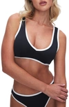 GOOD AMERICAN VARSITY SUPPORT CROP BIKINI TOP