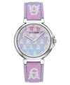 STEVE MADDEN WOMEN'S OMBRE LAVENDER AND PINK POLYURETHANE LEATHER STRAP WITH STEVE MADDEN LOGO AND STITCHING WATC