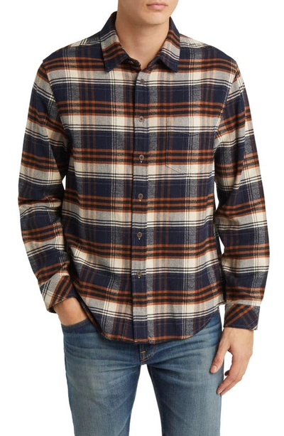 Rails Forrest Plaid Cotton Flannel Button-up Shirt In Oat Umber Steel