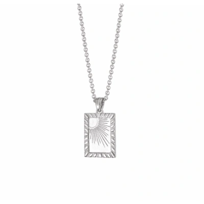 Daisy London Silver Rising Sun Frame Necklace In Metallic