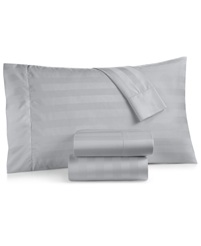 Charter Club Damask 1.5" Stripe 550 Thread Count 100% Cotton 4-pc. Sheet Set, Full, Created For Macy's In Silver