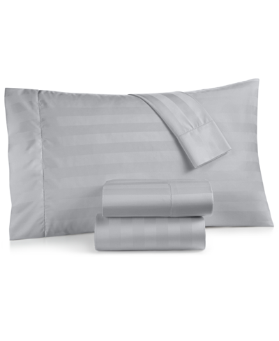 Charter Club 1.5" Stripe 550 Thread Count 100% Cotton 4-pc. Sheet Set, Full, Exclusively At Macy's In Silver