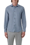 Bugatchi Axel Geometric Print Stretch Button-up Shirt In Air Blue