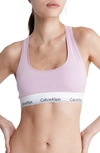 Calvin Klein Modern Cotton Collection Unlined Cotton Blend Bralette In Ftw Mauve Mist
