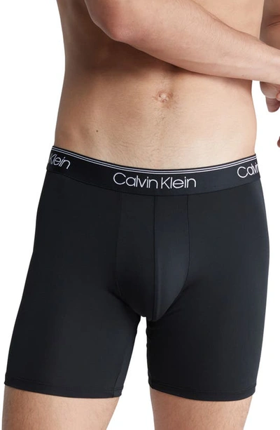 Calvin Klein Microfiber Stretch Boxer Briefs 3-pack In Patterned Black