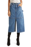 A.l.c Alden Split Denim Midi Skirt In Medium Wash