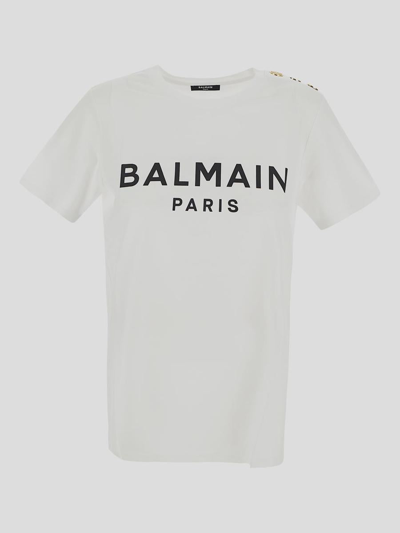 Balmain T-shirt In Blancnoir