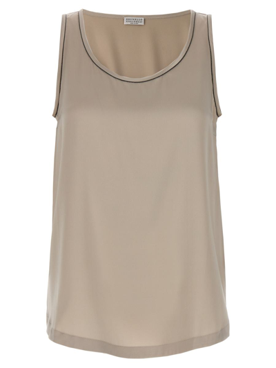 Brunello Cucinelli Monile Tank Top In Beige