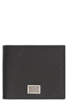 Dolce & Gabbana Bifold Wallet In Black Dauphine Leather In Black