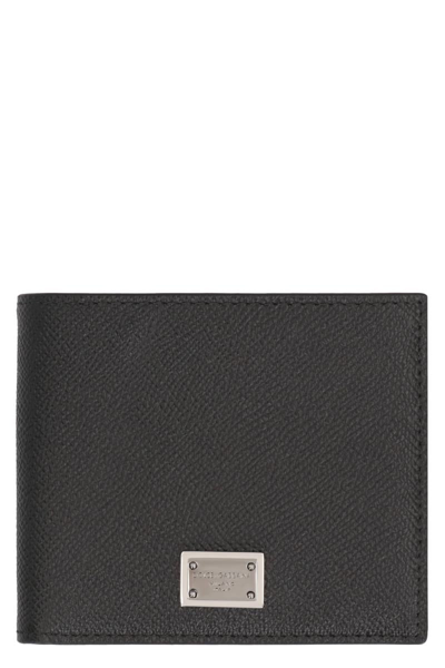 Dolce & Gabbana Leather Flap-over Wallet In Black