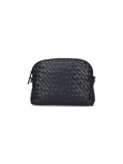 Dragon Diffusion Woven Leather Shoulder Bag In Black