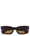 Alexander Mcqueen Spike Studs Rectangular Sunglasses In Brown