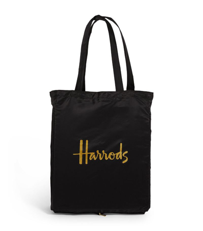 Harrods Recycled Logo Pocket Shopper Bag In Black