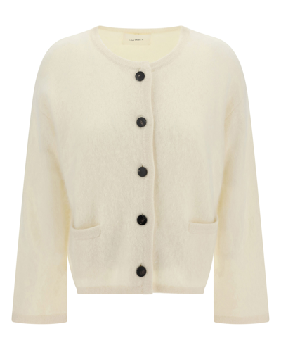 Lisa Yang Kiana Cardigan In Cream Brushed