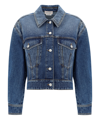 Alexander Mcqueen Denim Cocoon Jacket In Blue