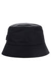 Prada Nylon Bucket Hat Stitched Brim In Black