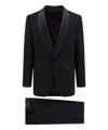 Tom Ford Satin-trimmed Wool And Silk Pant Suit In Black