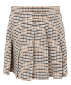Palm Angels Micro Check Cotton Pleated Skirt In Multicolor