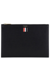 Thom Browne Pebbled-leather Pouch In Black