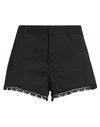 PINKO UNIQUENESS PINKO UNIQUENESS WOMAN SHORTS & BERMUDA SHORTS BLACK SIZE 8 LINEN, VISCOSE, ELASTANE