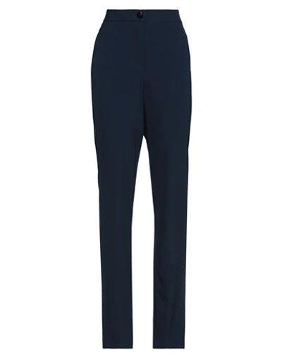Soallure Woman Pants Navy Size 8 Polyester, Elastane In Navy Blue