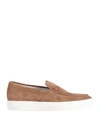 Doucal's Man Loafers Khaki Size 9 Soft Leather In Beige