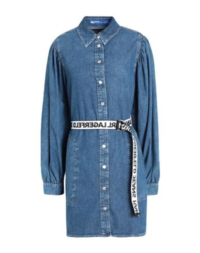 Karl Lagerfeld Jeans Woman Mini Dress Blue Size Xl Cotton