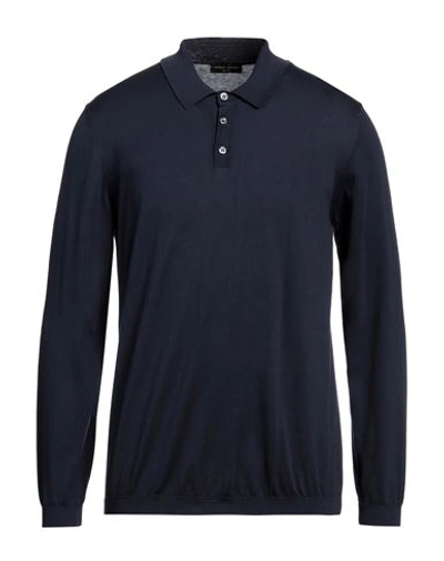 Roberto Collina Man Sweater Navy Blue Size 40 Cotton In Navy Blue