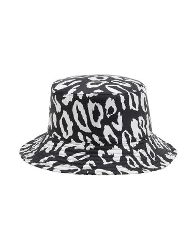 8 By Yoox Double Face Animalier Bucket Hat Woman Hat Black Size L Polyester
