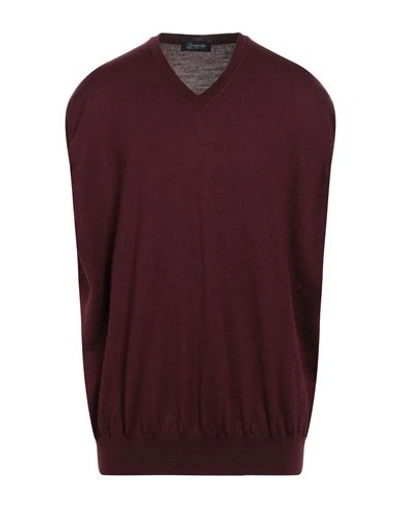 Drumohr Man Sweater Burgundy Size 38 Merino Wool In Red