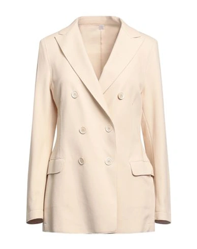 Eleventy Woman Blazer Cream Size 2 Cotton, Polyamide, Elastane, Linen In White