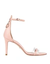 Elisabetta Franchi Woman Sandals Light Pink Size 6 Leather, Textile Fibers