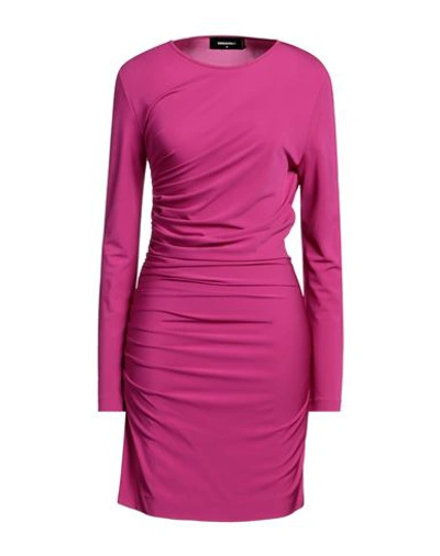 Dsquared2 Woman Mini Dress Fuchsia Size L Viscose In Pink