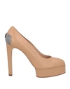 Casadei Woman Pumps Camel Size 11 Soft Leather In Beige