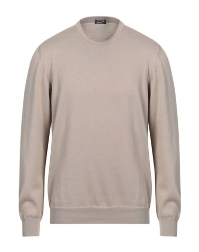 Drumohr Man Sweater Beige Size 40 Cotton