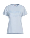 Alexander Mcqueen Woman T-shirt Sky Blue Size 6 Cotton