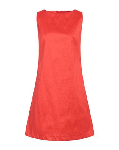 Rossopuro Woman Mini Dress Tomato Red Size S Polyester, Nylon, Elastane