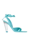 3juin Woman Sandals Turquoise Size 10 Textile Fibers In Blue