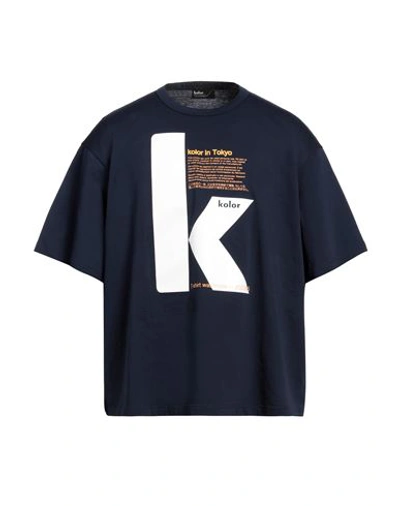 Kolor Man T-shirt Midnight Blue Size 4 Cotton