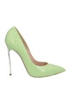 Casadei Woman Pumps Light Green Size 11 Soft Leather