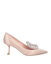 Roger Vivier Woman Pumps Blush Size 9 Textile Fibers In Pink