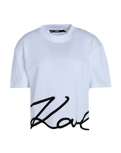 Karl Lagerfeld Woman T-shirt White Size L Organic Cotton