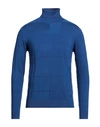 Yes Zee By Essenza Man Turtleneck Blue Size 3xl Viscose, Nylon