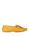 Tod's Woman Loafers Yellow Size 6.5 Soft Leather In Yellow