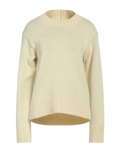 Jil Sander Woman Sweater Light Yellow Size 6 Cashmere, Cotton, Polyester