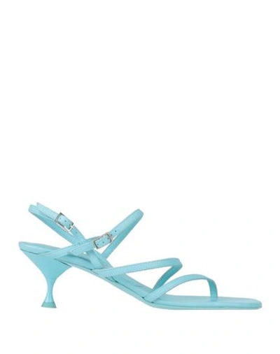 Mariæn Woman Thong Sandal Sky Blue Size 6 Soft Leather