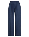 Majestic Stretch Linen Wide-leg Pants In Navy Blue