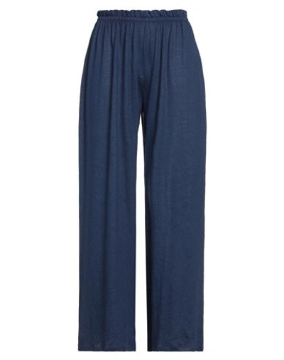 Majestic Stretch Linen Wide-leg Pants In Bleu Taormina