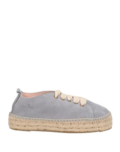 Manebi Manebí Woman Espadrilles Light Grey Size 7 Soft Leather In Grey