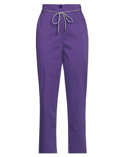Patrizia Pepe Woman Pants Purple Size 4 Cotton, Polyamide, Elastane